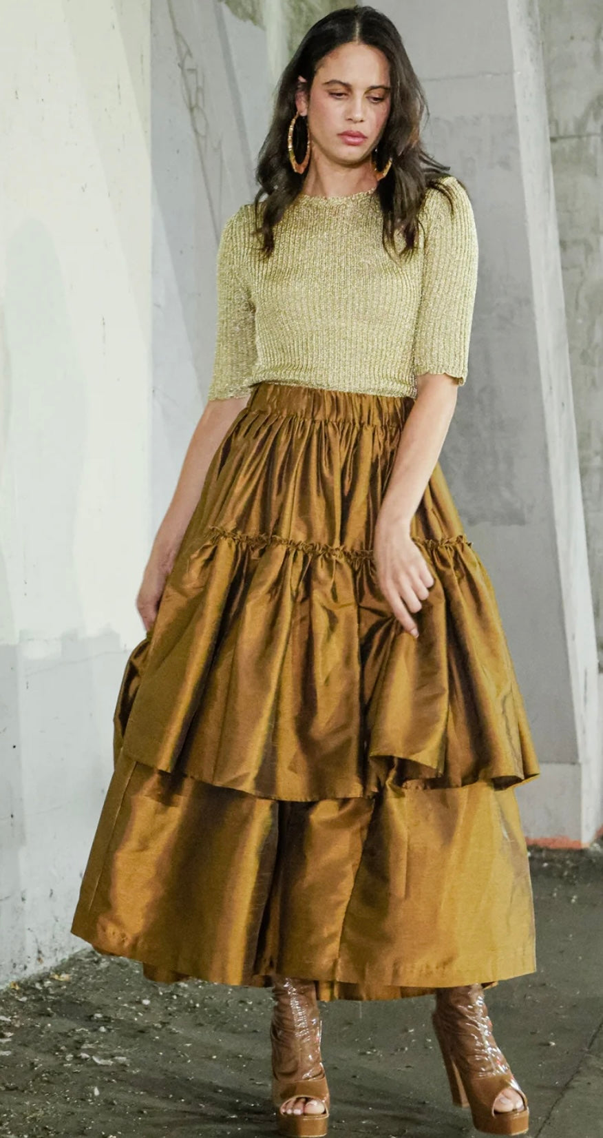 Camelia Asymmetrical Tiered Ruffled High-Waisted Maxi Skirt - PREMIUM CLOTHING