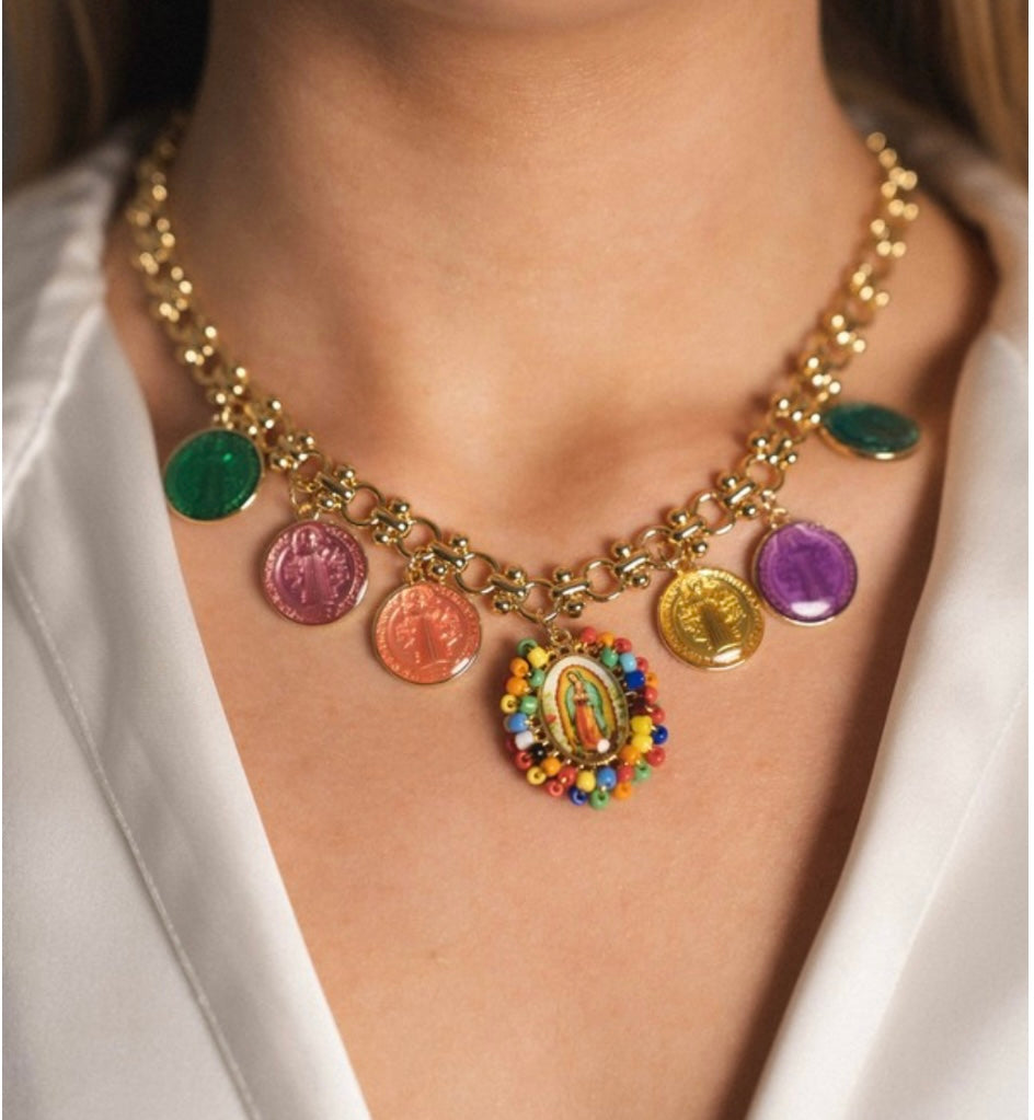 Collar Nuestra Señora de Guadalupe & Pulsera- -Made in Malaga Spain - High Quality Materials