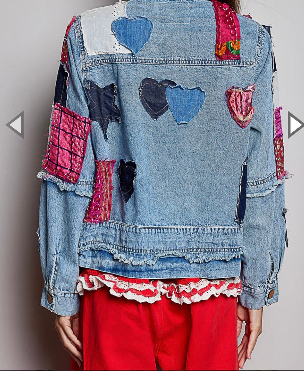 Boho Chic Denim Jacket with Colorful Patches – Unique and Artisanal Style - IVU incluido - lleva lunes