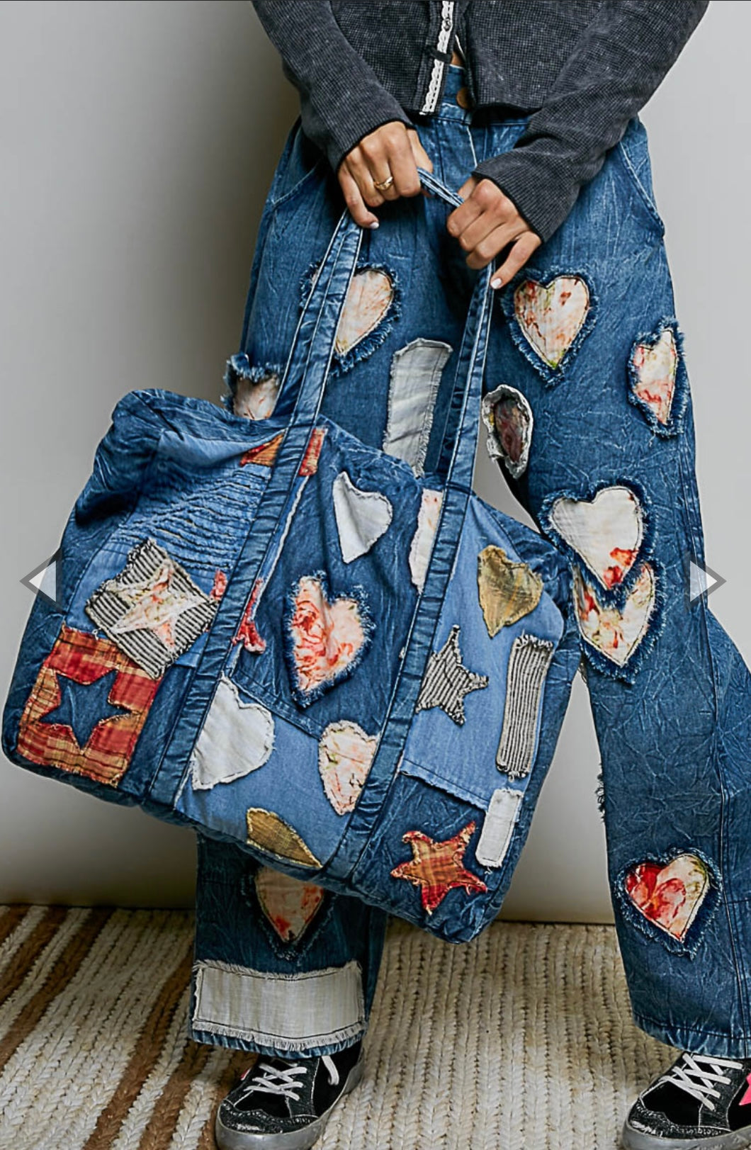 Denim Patchwork Tote Bag