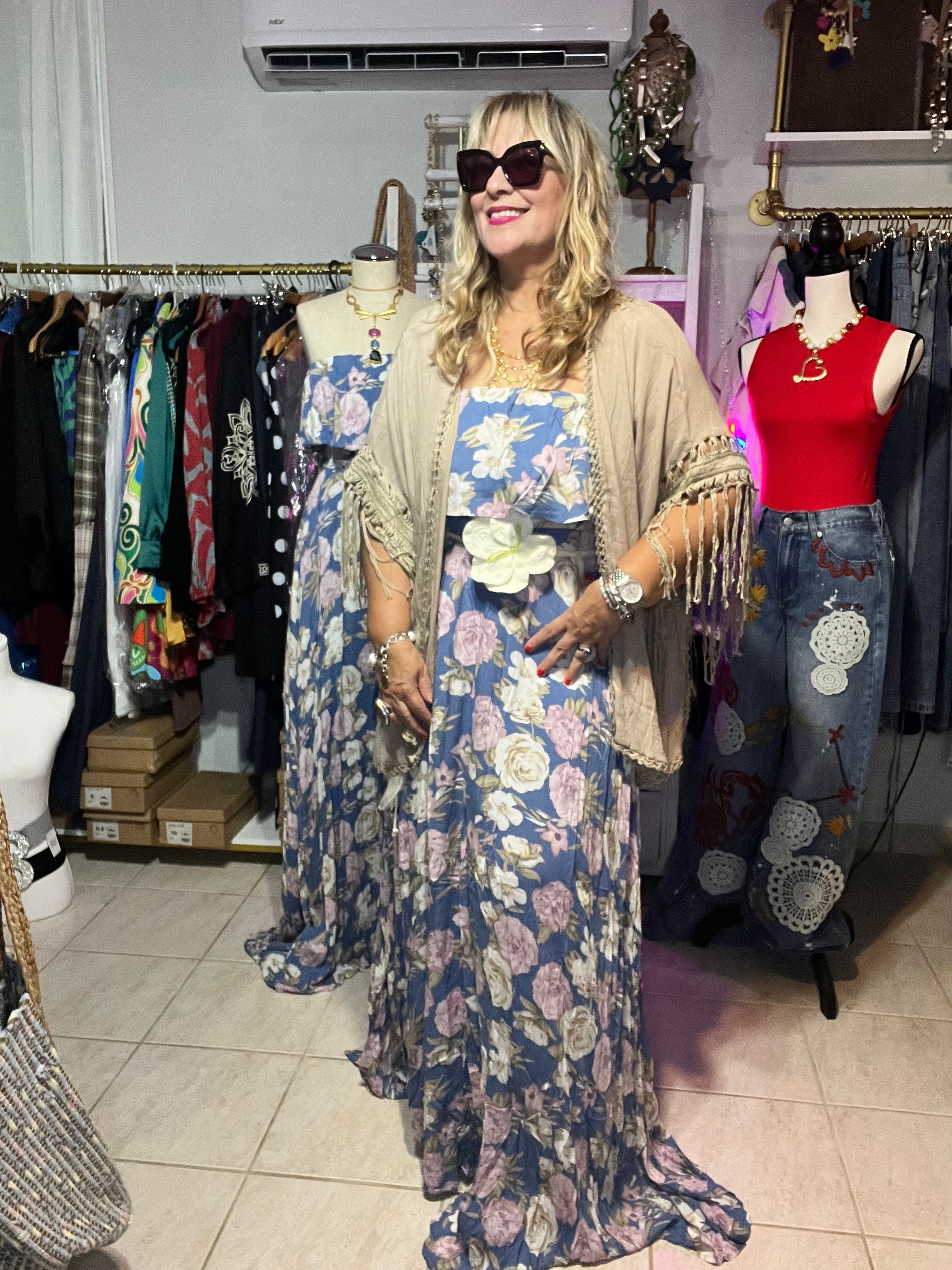 Bohemian Maxi Dress: Elegant Rayon Floral Gown