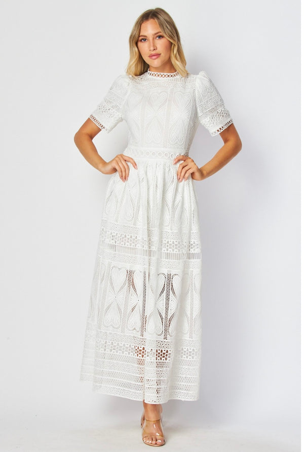 Blanco Crochet Midi Dress - Bella Boutique & Bellasbylola.com