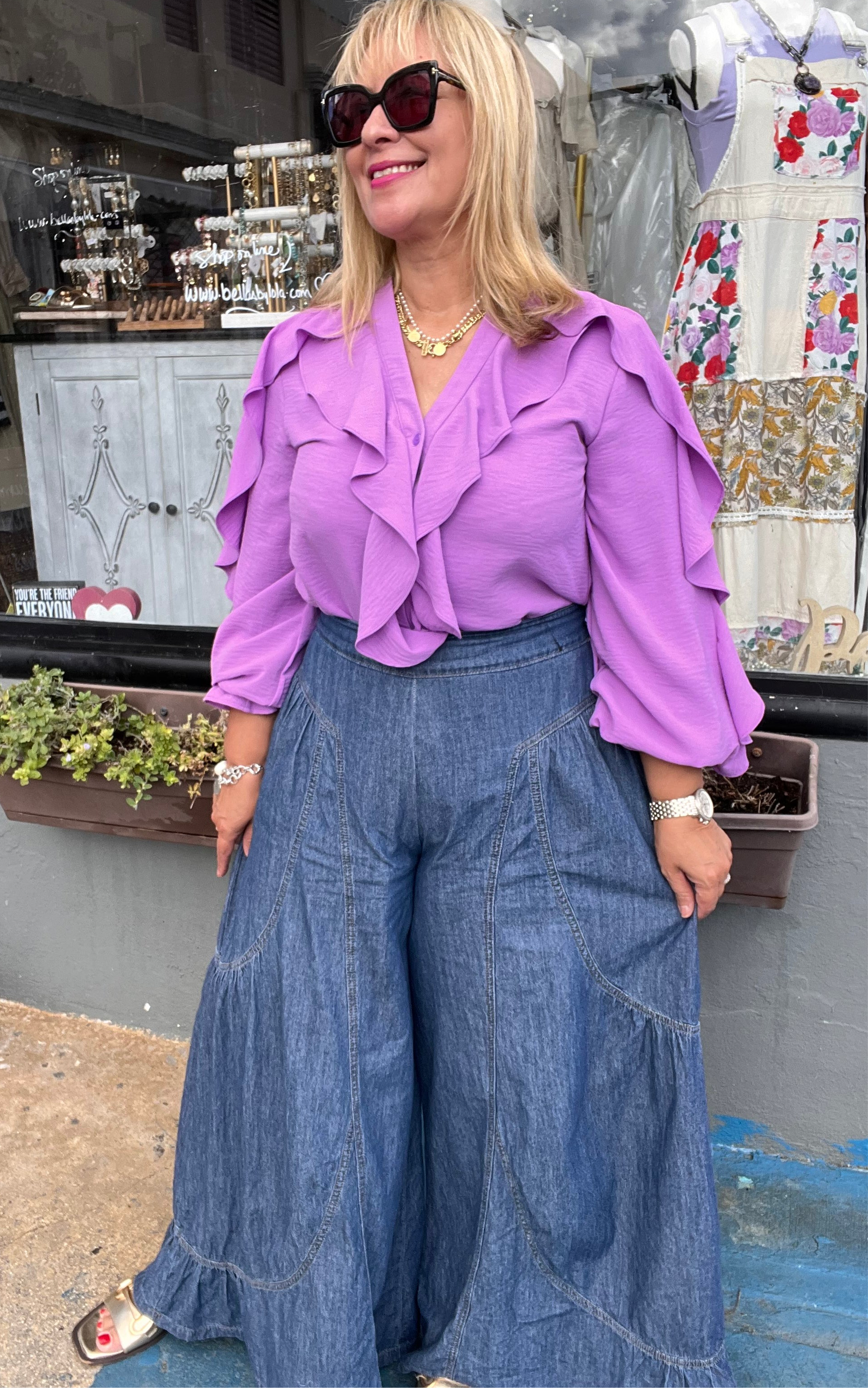 Boho Extra Wide Leg Jean Palazzo Pants - TAX INCLUDED