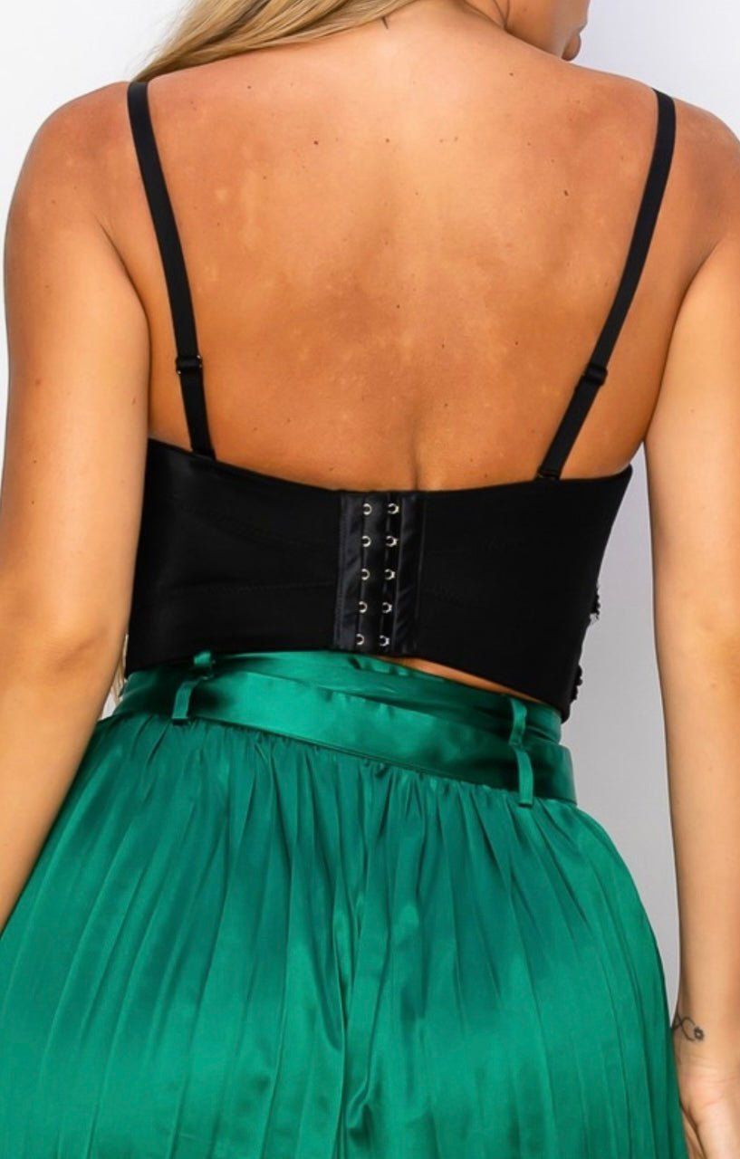 3D Black Flower Elegant Bustier - Bella Boutique & Bellasbylola.com