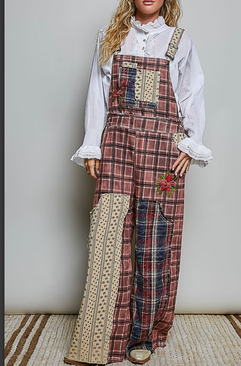 Burgundy Plaid Jumpsuit -IVU INCLUIDO