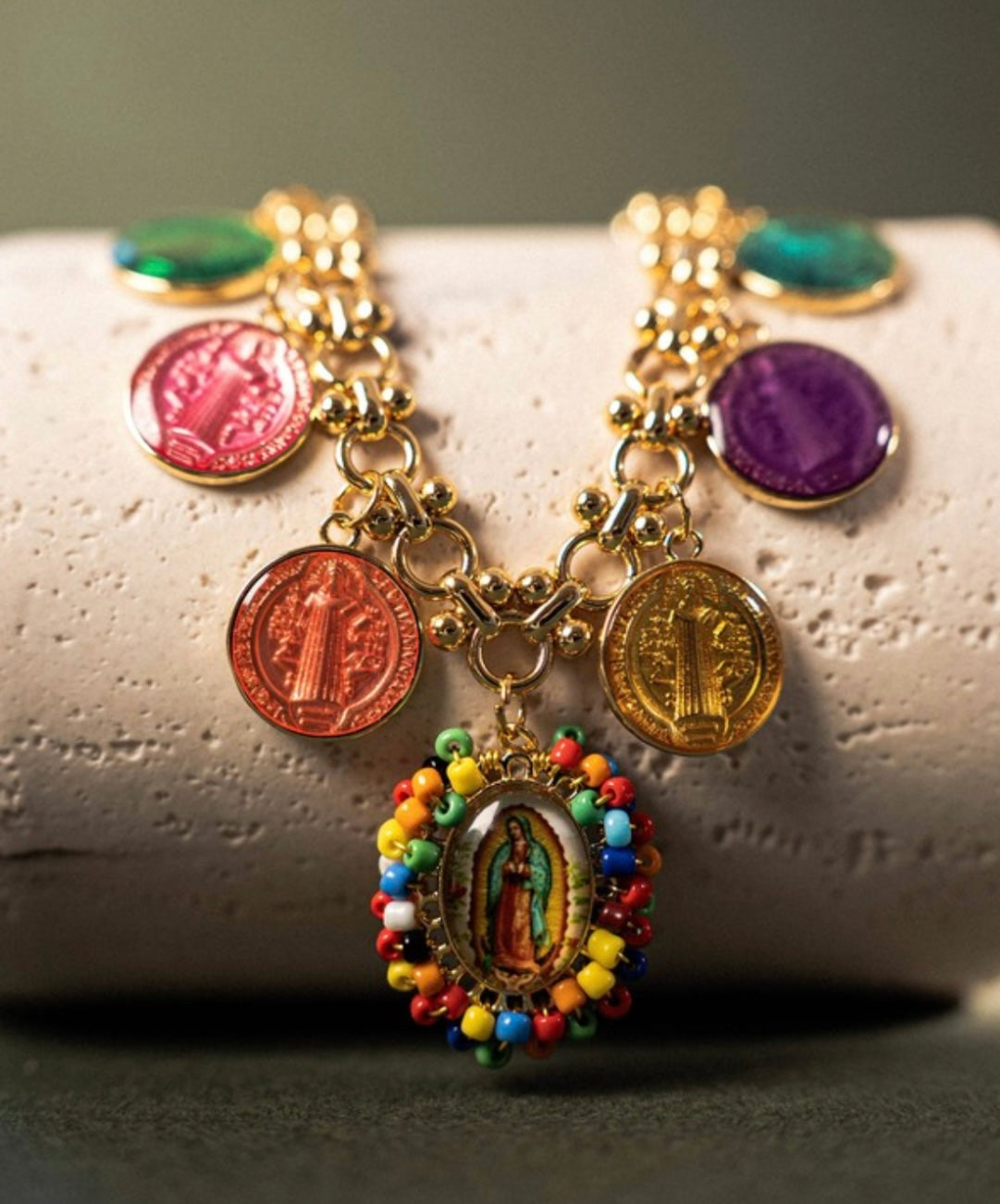 Collar Nuestra Señora de Guadalupe & Pulsera- -Made in Malaga Spain - High Quality Materials
