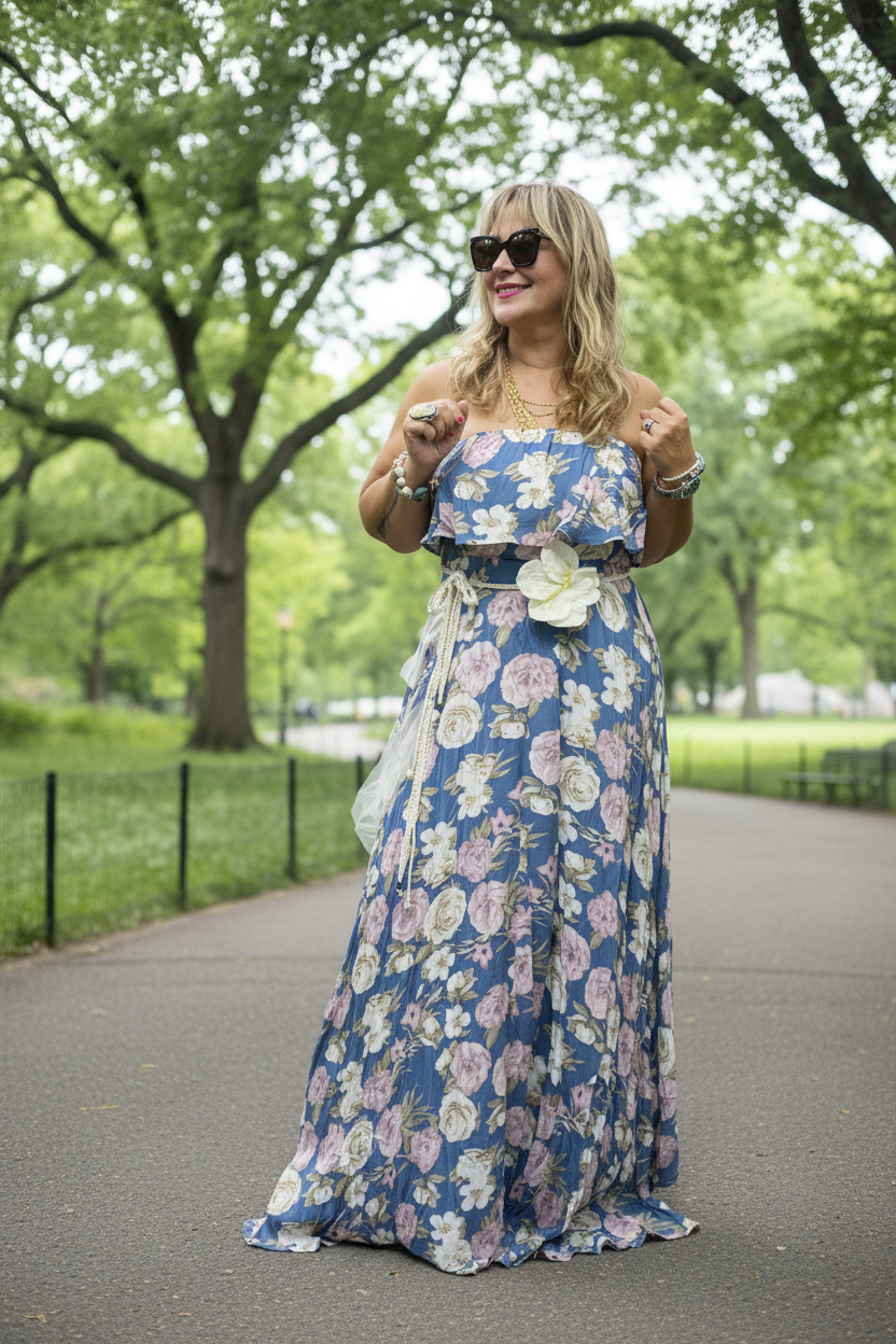Bohemian Maxi Dress: Elegant Rayon Floral Gown