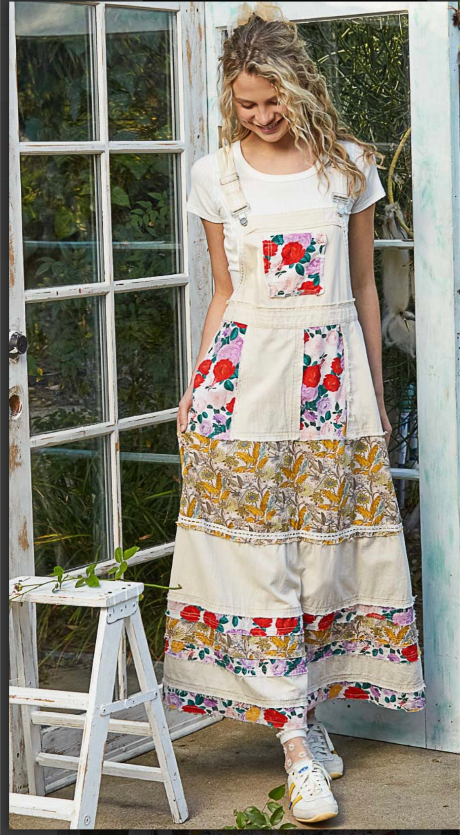 Oatmeal with Floral pattern Skirtalls - Tax Included - Premium Clothing