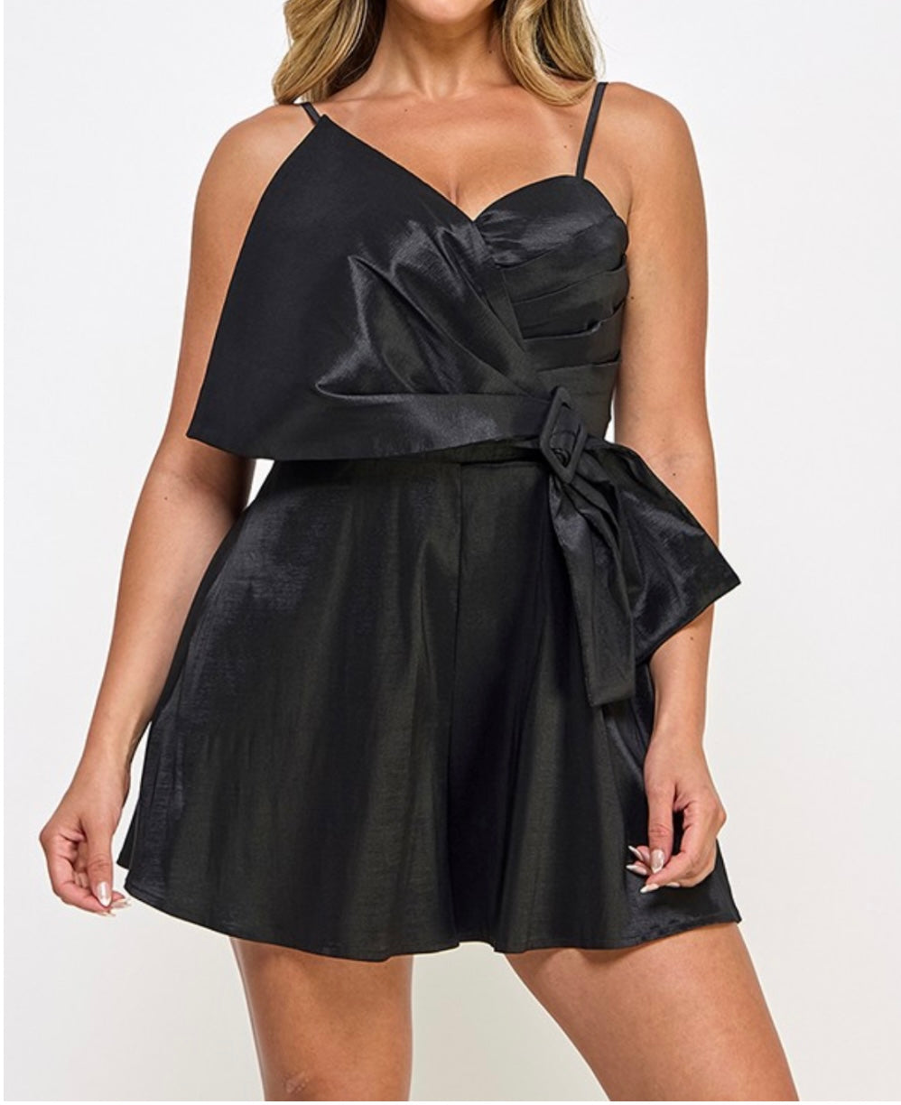 Black Front Bow Detail Flowy Romper - Bella Boutique & Bellasbylola.com