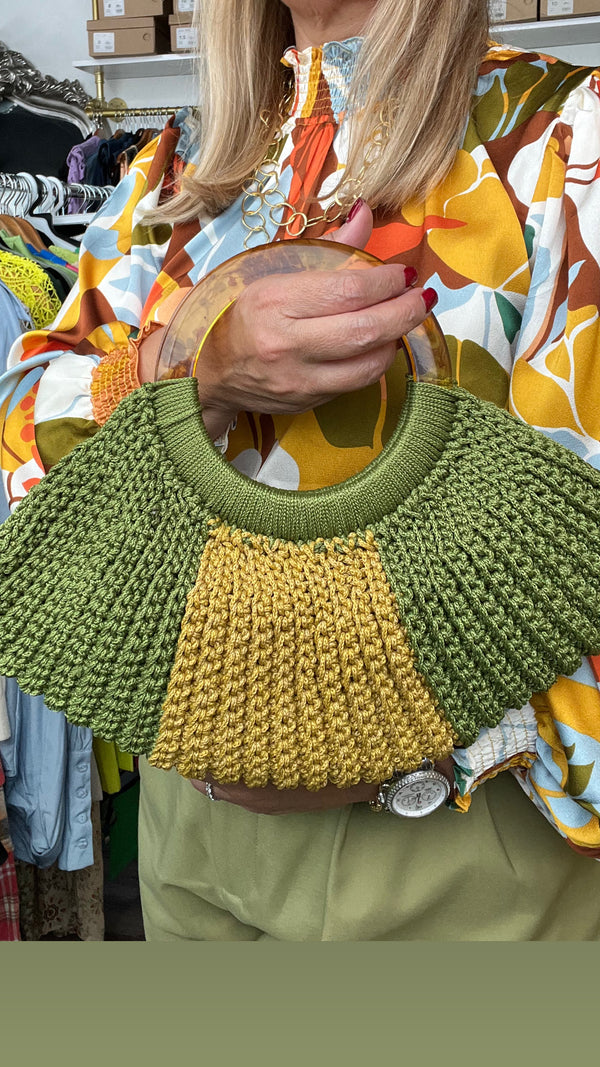 Cartera Crochet Verde y amarillas - Bellasbylola.com