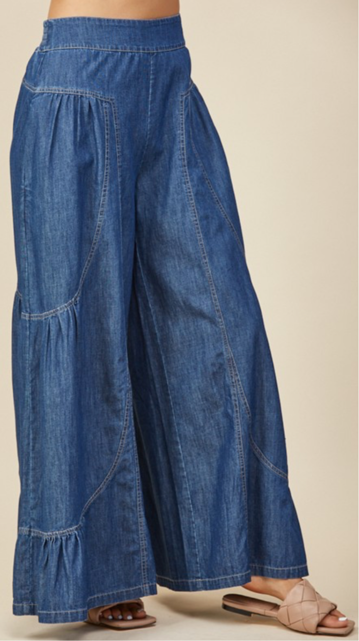 Boho Extra Wide Leg Jean Palazzo Pants - TAX INCLUDED