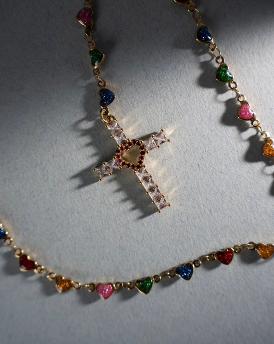 Necklace with Rhinestone Cross- Hecho en Málaga, España