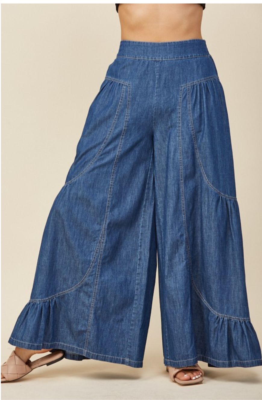 Boho Extra Wide Leg Jean Palazzo Pants - TAX INCLUDED