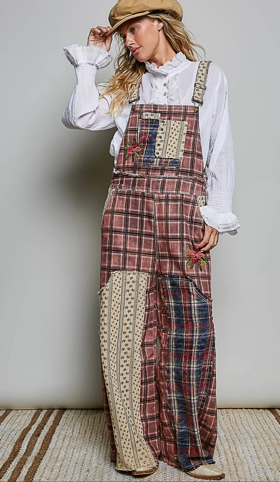 Burgundy Plaid Jumpsuit -IVU INCLUIDO