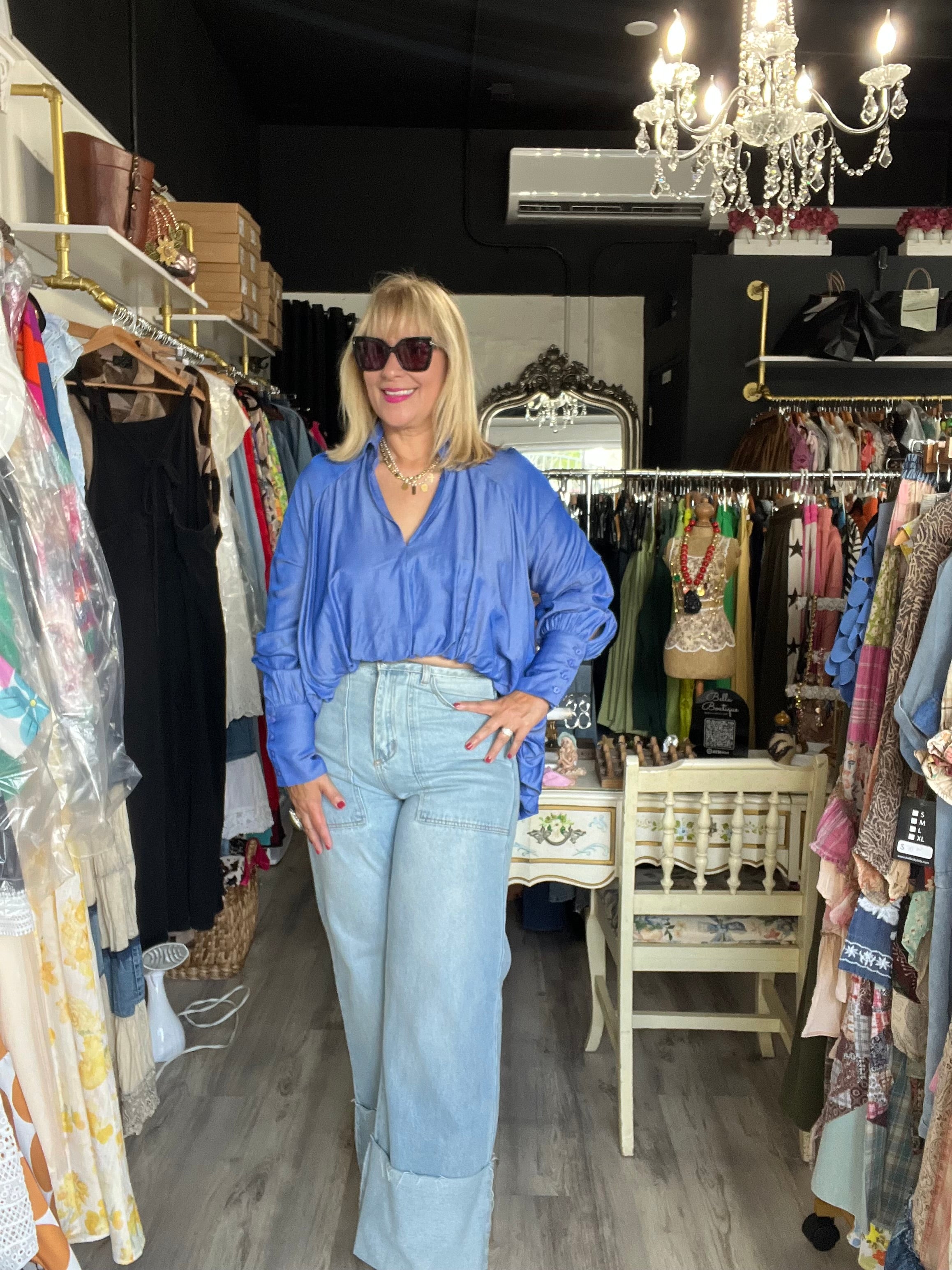 Hi Low Long Sleeve Blouse