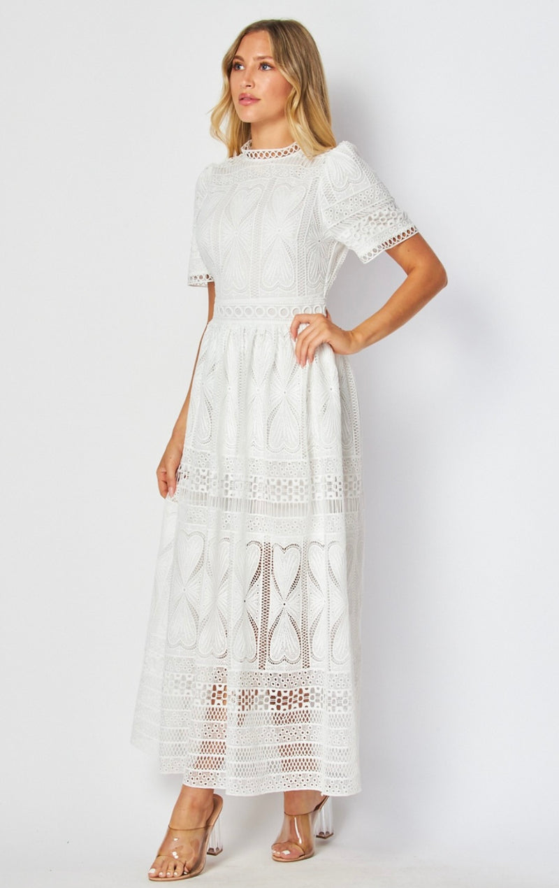 Blanco Crochet Midi Dress - Bella Boutique & Bellasbylola.com