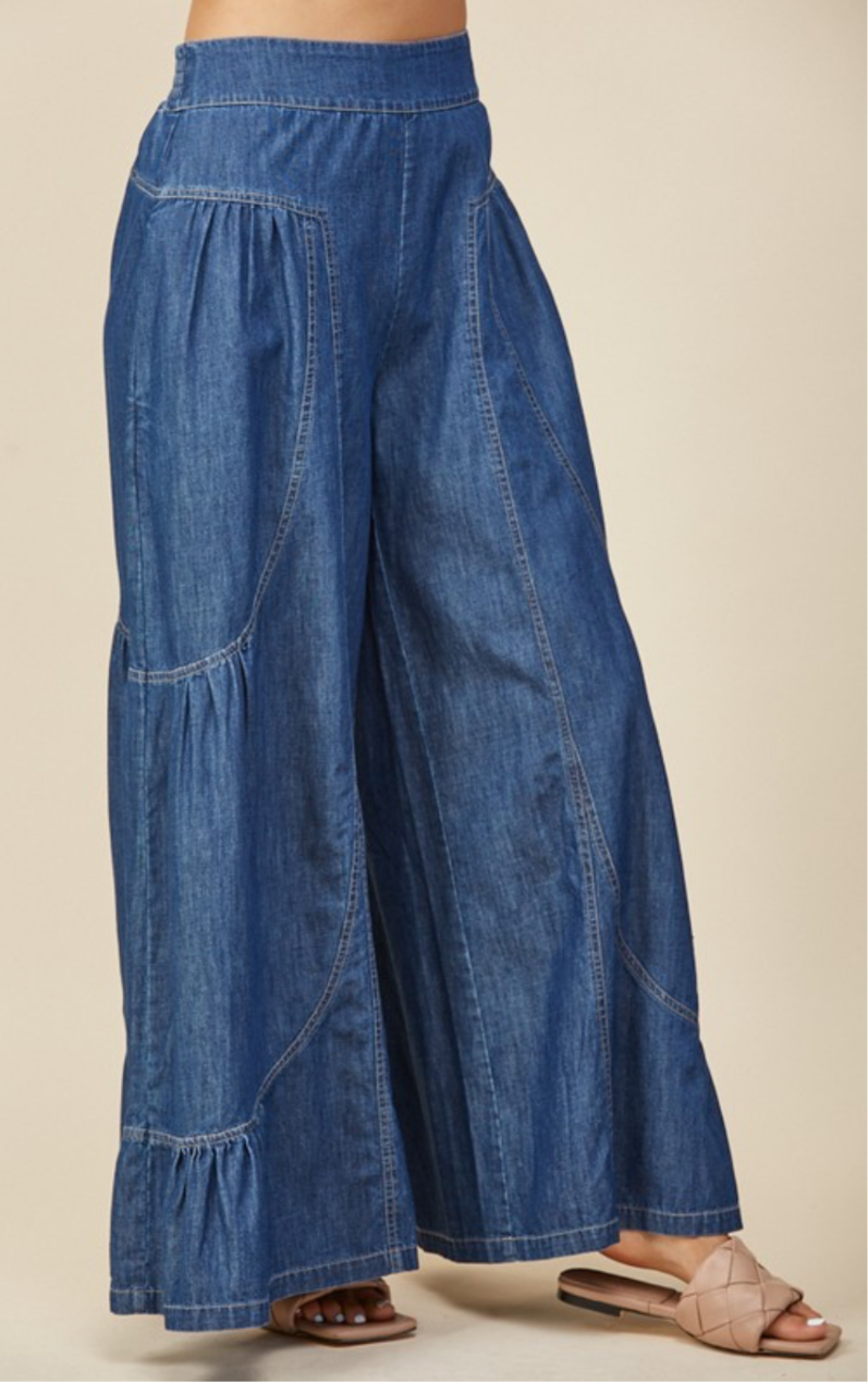 Boho Extra Wide Leg Jean Palazzo Pants - TAX INCLUDED