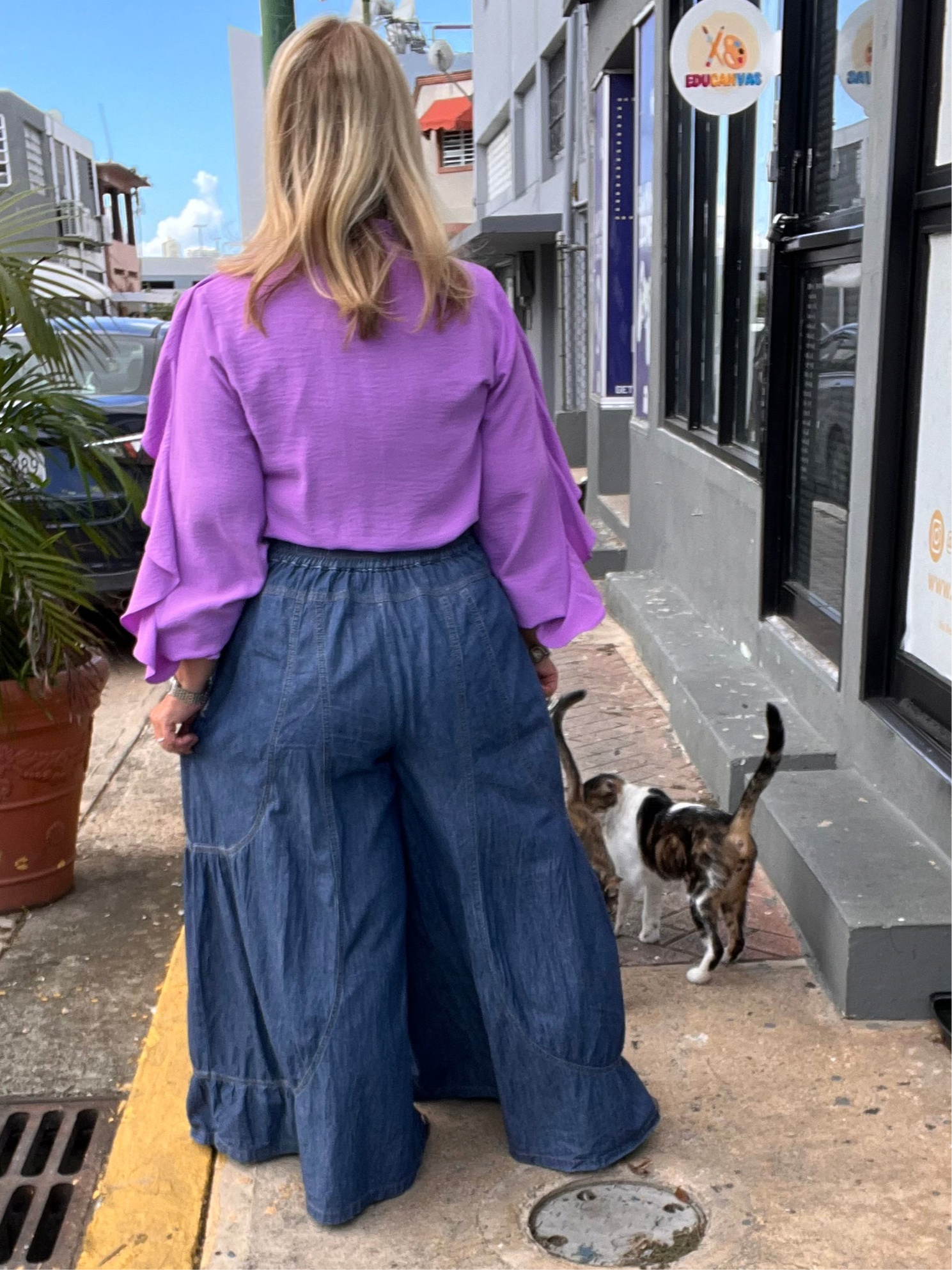 Boho Extra Wide Leg Jean Palazzo Pants - TAX INCLUDED
