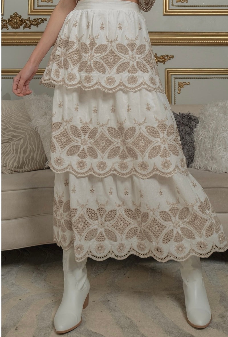 Embroidery Maxi Skirt Set (Top & Skirt) Falda & Blusa - Bella Boutique & Bellasbylola.com