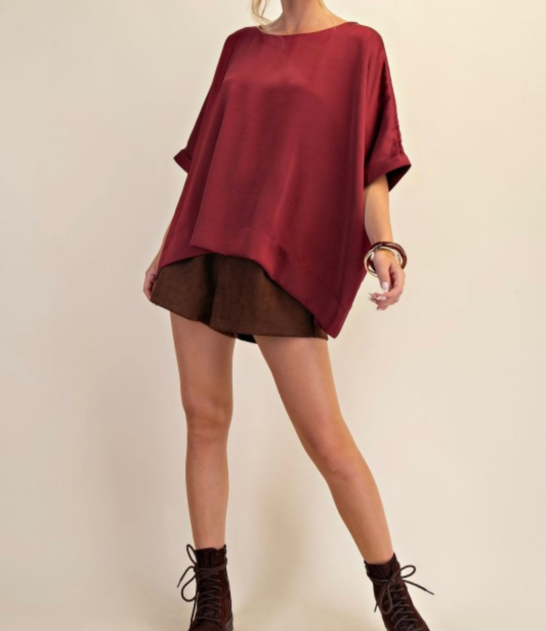 Champagne Satin Tunic Blouse