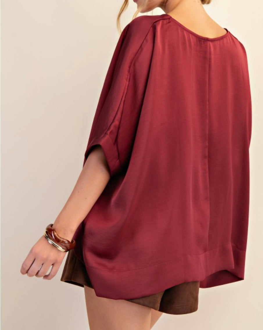 Champagne Satin Tunic Blouse