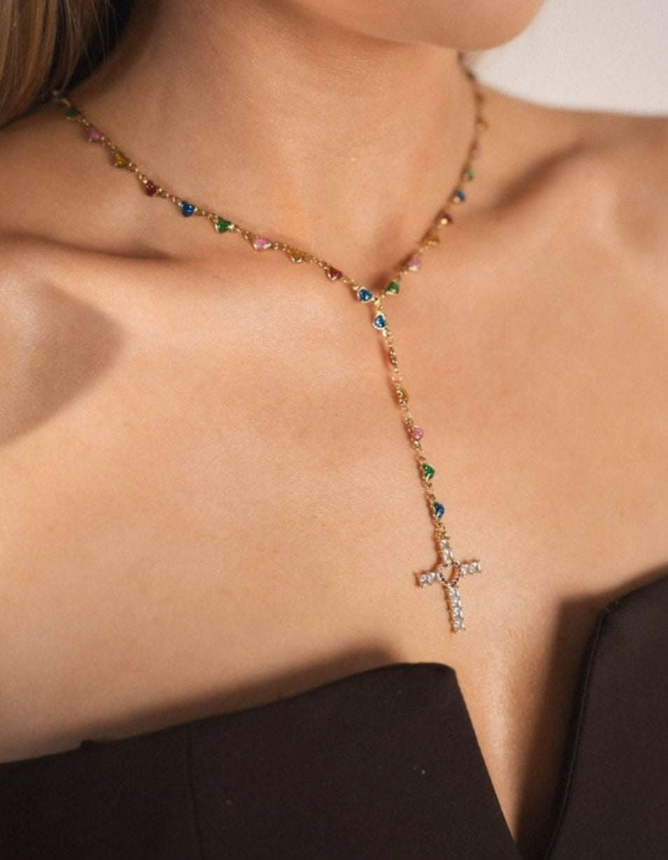 Necklace with Rhinestone Cross- Hecho en Málaga, España