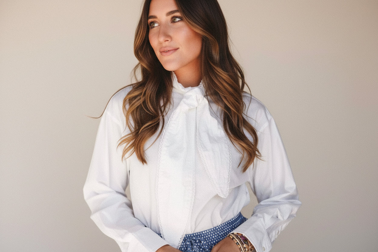 Elegant White Blouse with Oversized Fit and Front Tie Detail - New✨