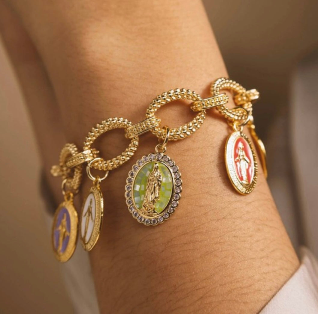 Pulsera de Proteccion con Dijes Católicos --Made in Malaga Spain - High Quality Materials