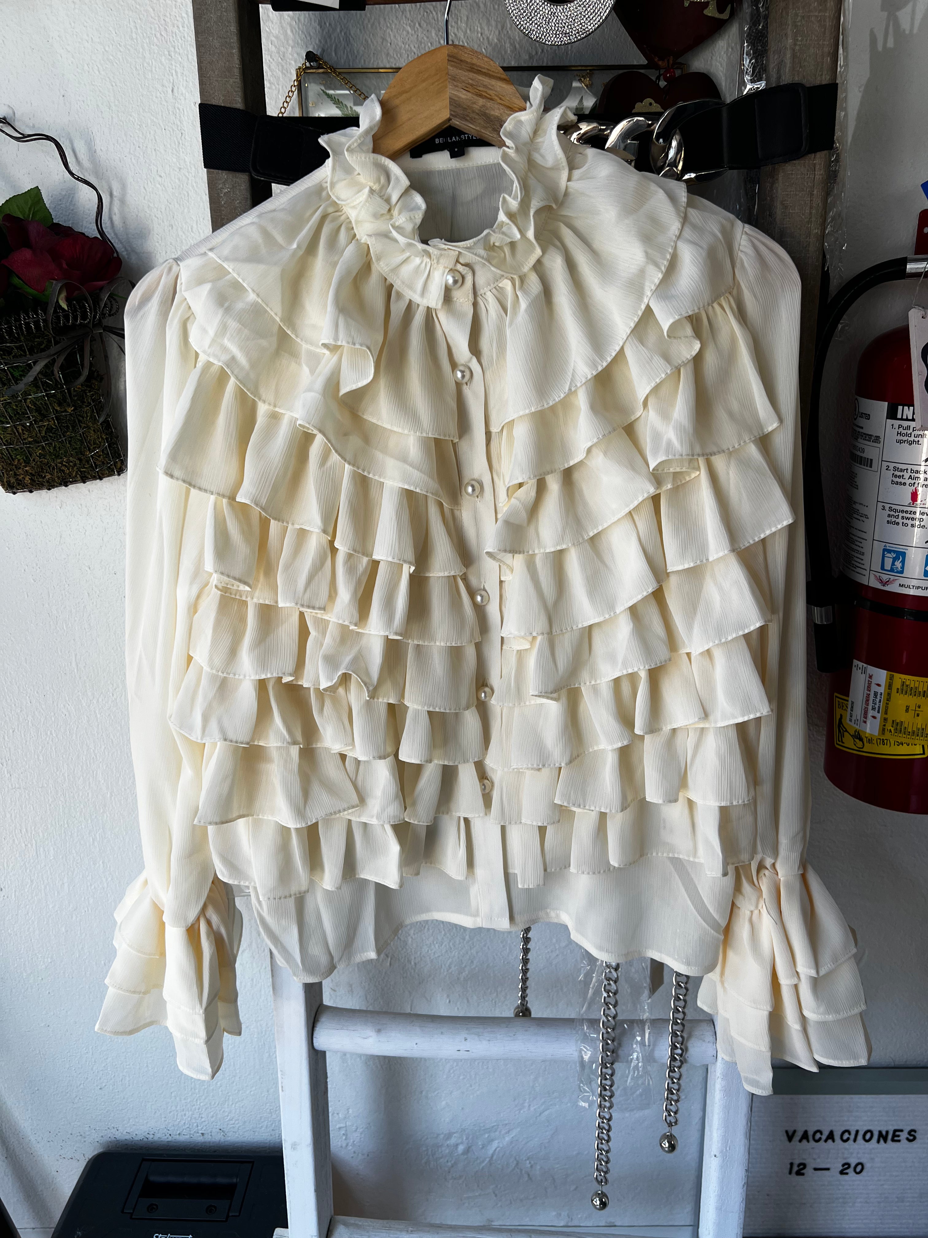 Boho Chic Ruffled Black Chiffon Blouse - Bella Boutique & Bellasbylola.com