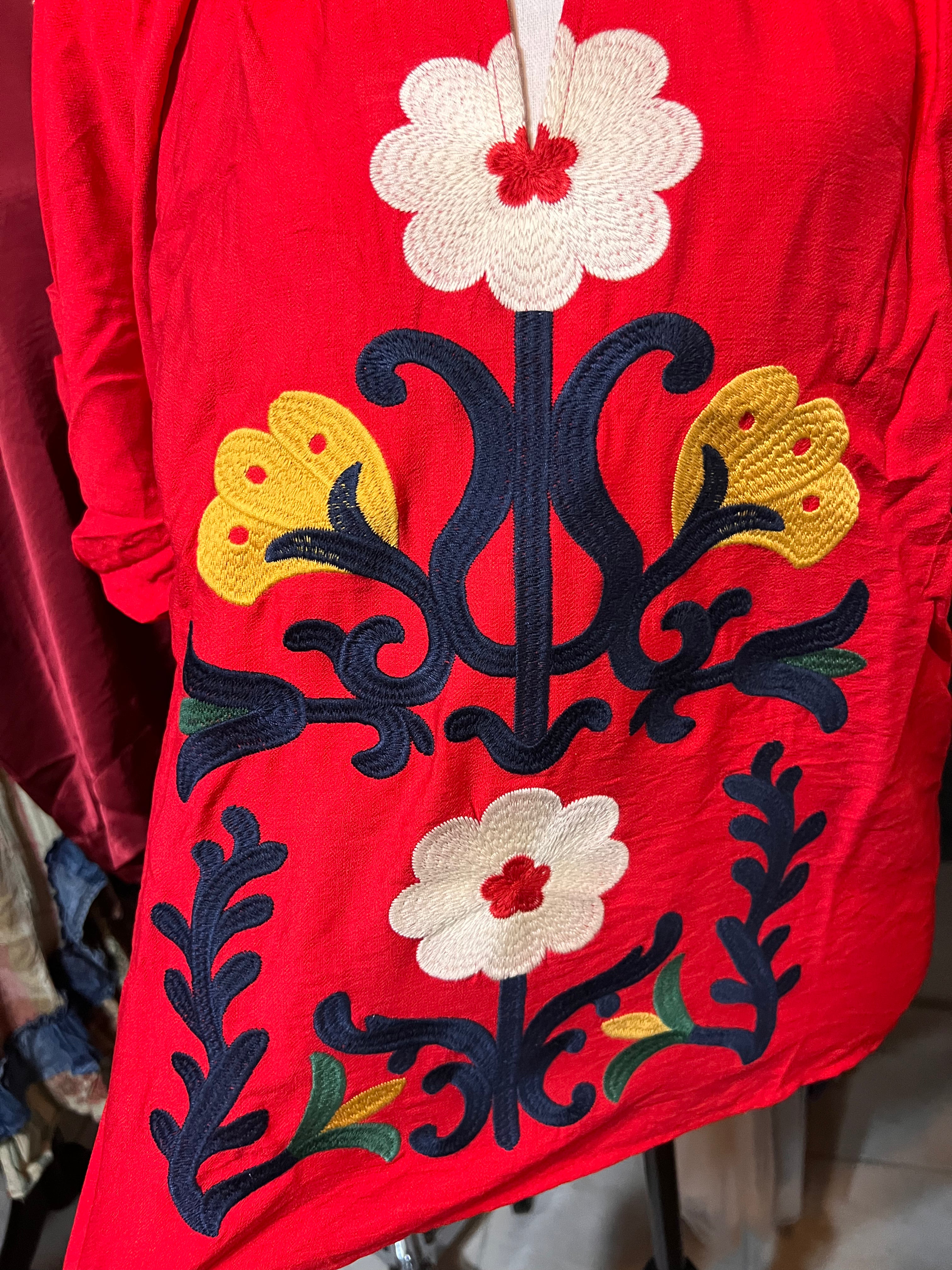Boho Style Tomato Embroidered Top - Bella & Bellasbylola.com