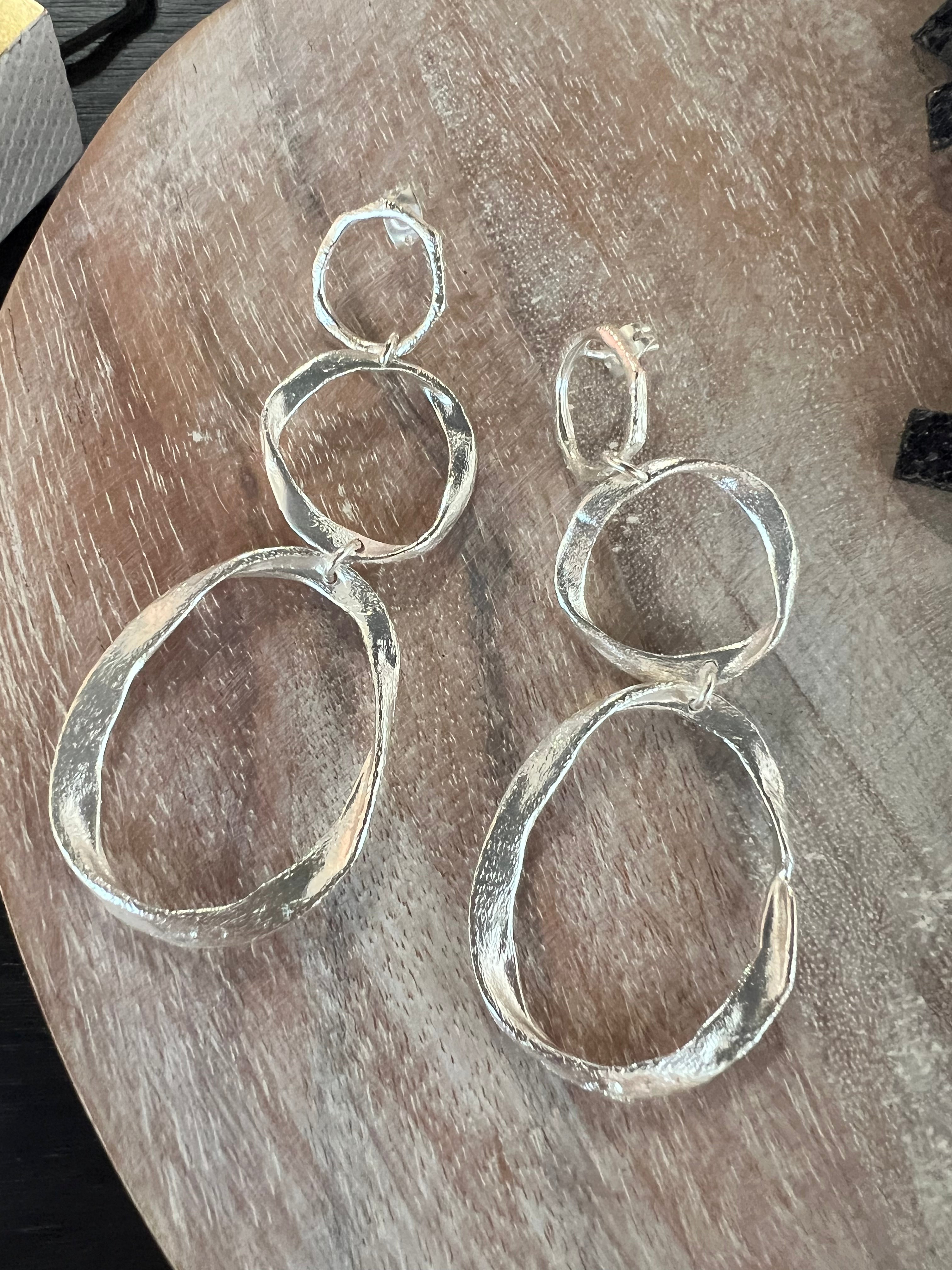 Turkish Triple Silver Hoop Earrings - Bella Boutique & Bellasbylola.com