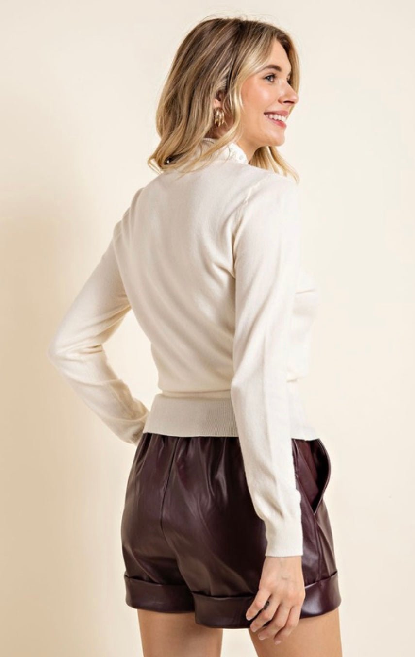 Aleska Pearl Detail Luxury Sweater - Cozy Chic Sophistication! - Bella Boutique & Bellasbylola.com