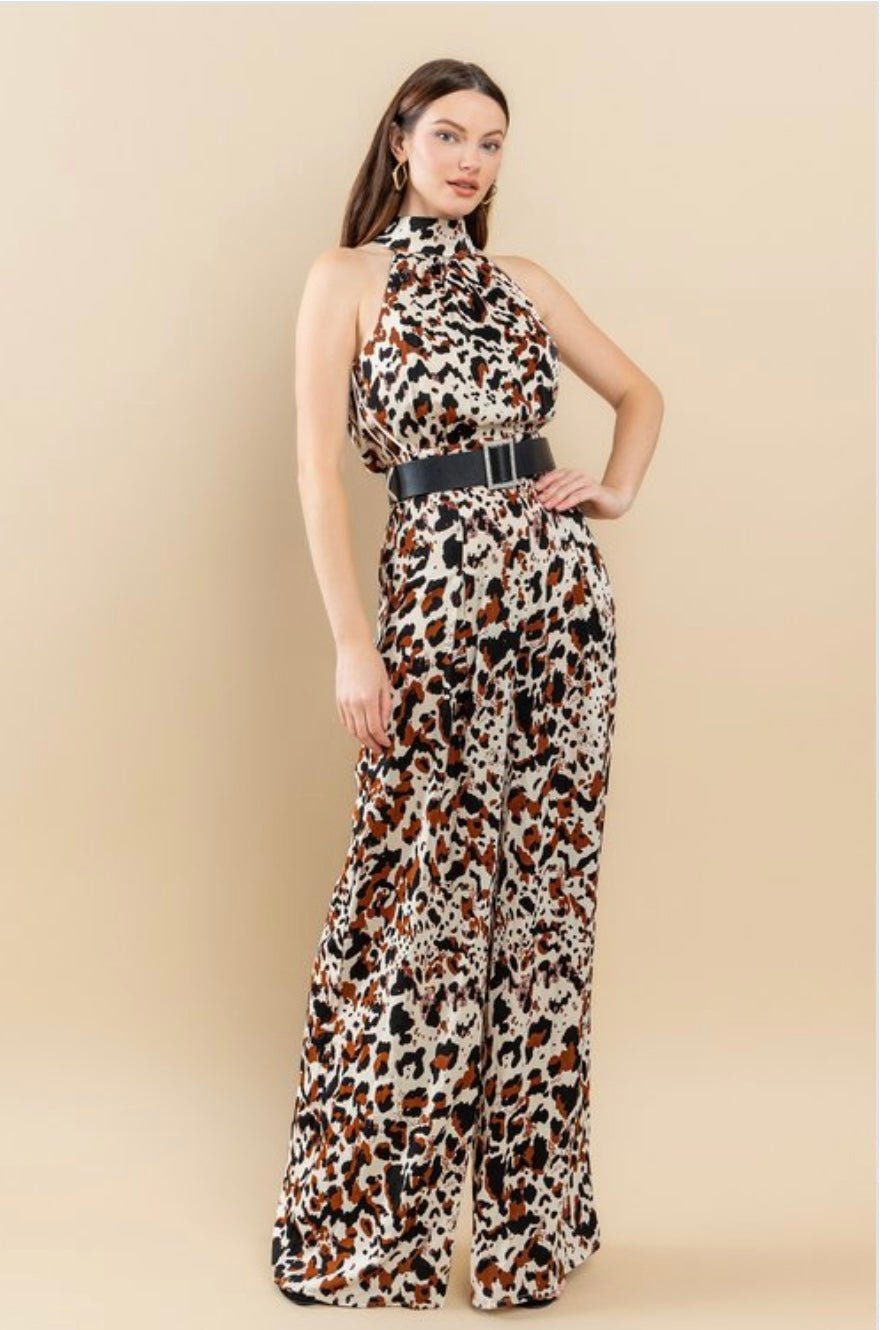 Leopard Animal Print Belted Jumpsuit - Bella Boutique & Bellasbylola.com