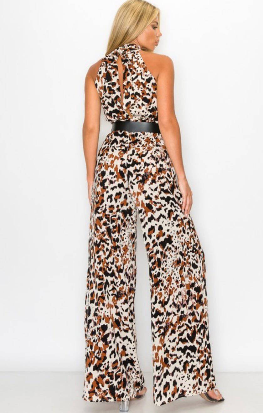 Leopard Animal Print Belted Jumpsuit - Bella Boutique & Bellasbylola.com