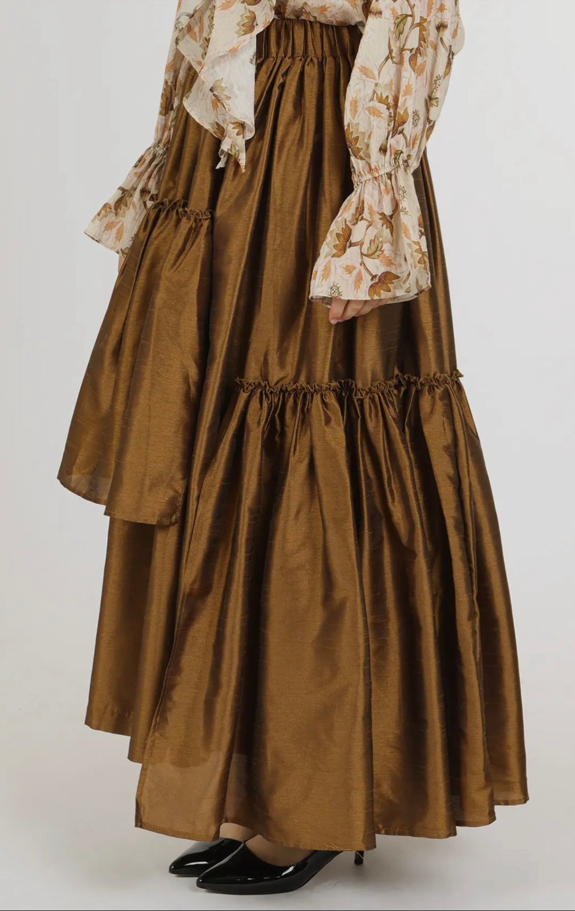 Camelia Asymmetrical Tiered Ruffled High-Waisted Maxi Skirt - PREMIUM CLOTHING - Bella Boutique & Bellasbylola.com