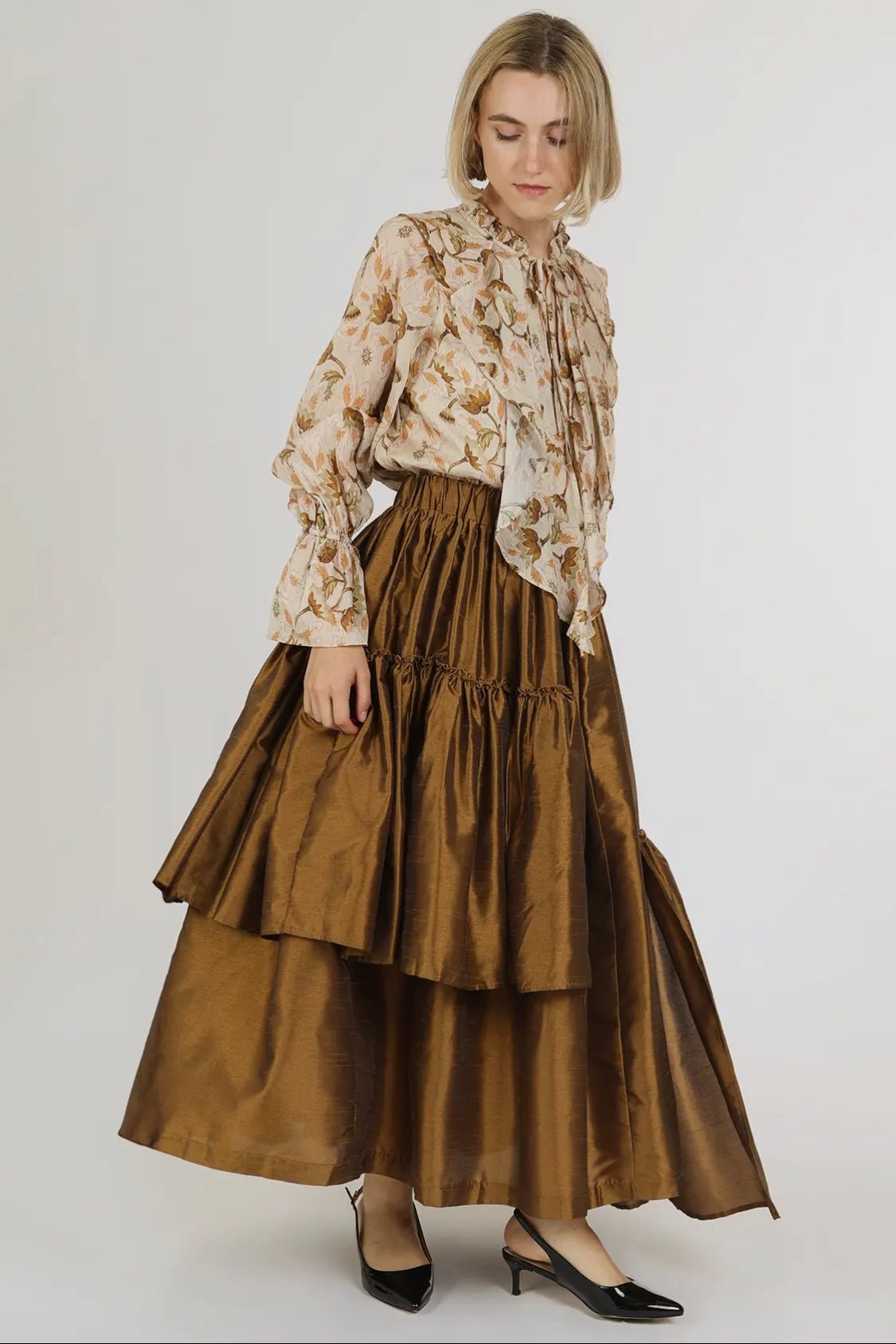 Camelia Asymmetrical Tiered Ruffled High-Waisted Maxi Skirt - PREMIUM CLOTHING - Bella Boutique & Bellasbylola.com