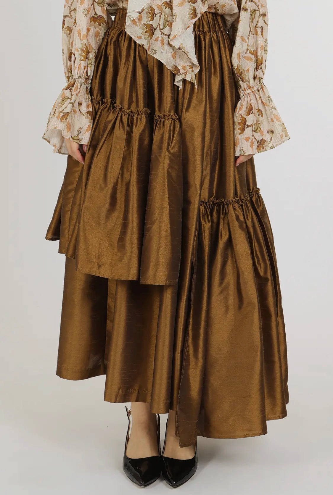 Camelia Asymmetrical Tiered Ruffled High-Waisted Maxi Skirt - PREMIUM CLOTHING - Bella Boutique & Bellasbylola.com