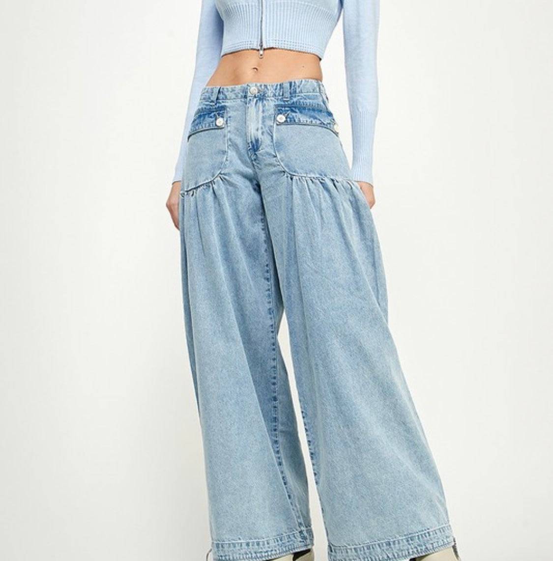 Balloon Style Baggy Jeans: Stylish, Comfortable, 100% Cotton - Bella Boutique & Bellasbylola.com