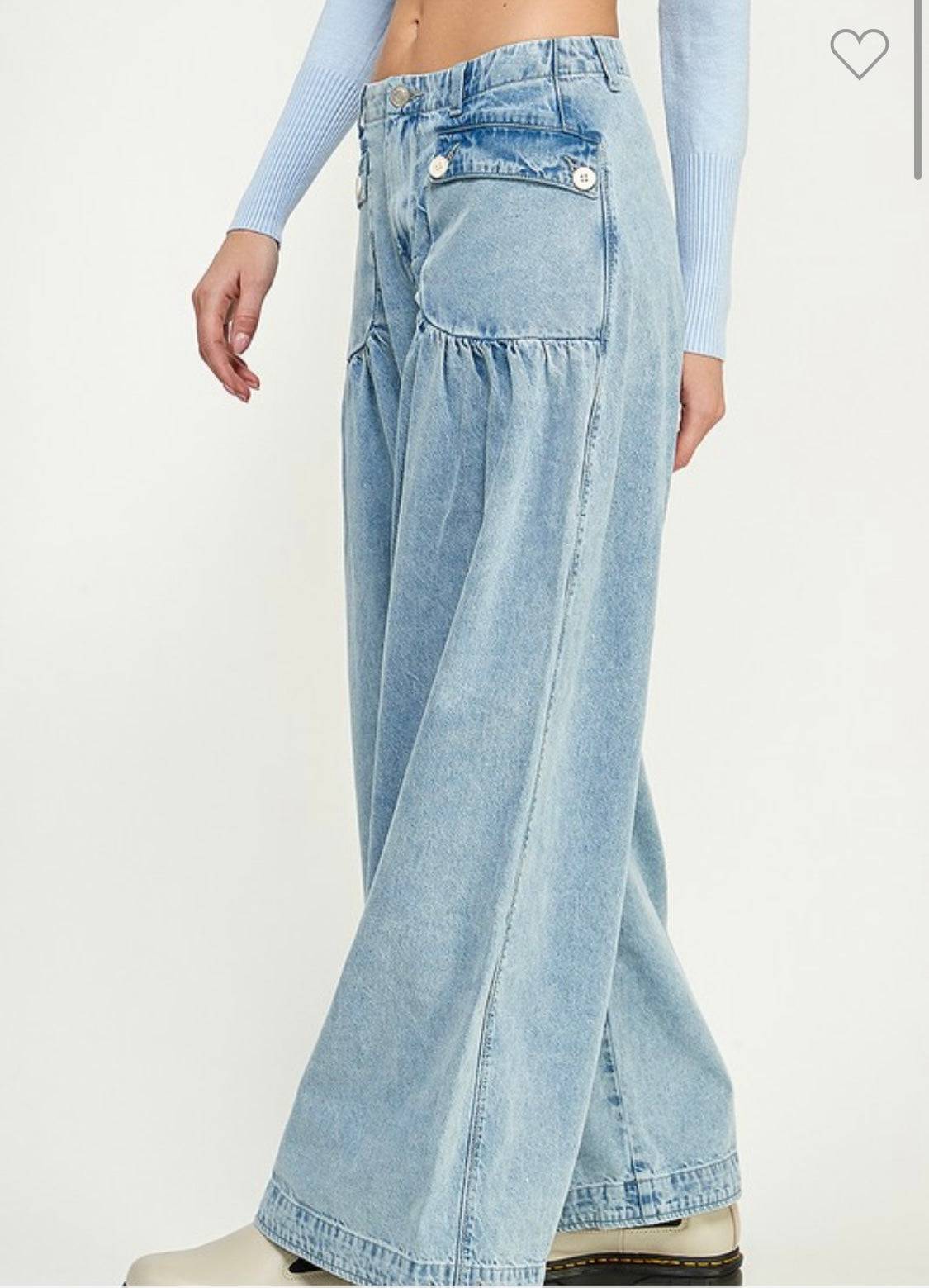 Balloon Style Baggy Jeans: Stylish, Comfortable, 100% Cotton - Bella Boutique & Bellasbylola.com
