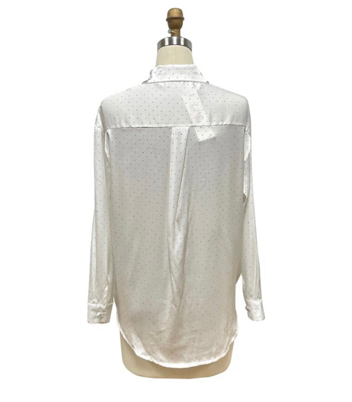 Beaded Crystals White Blouse - Bella Boutique & Bellasbylola.com