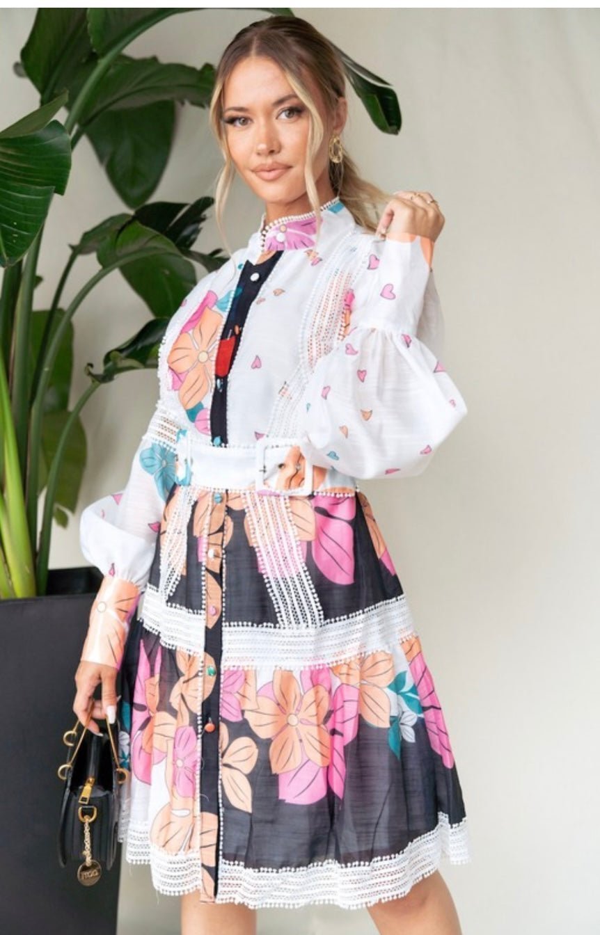 Bella Dress -Pink & Orange Flowers - Bella Boutique & Bellasbylola.com