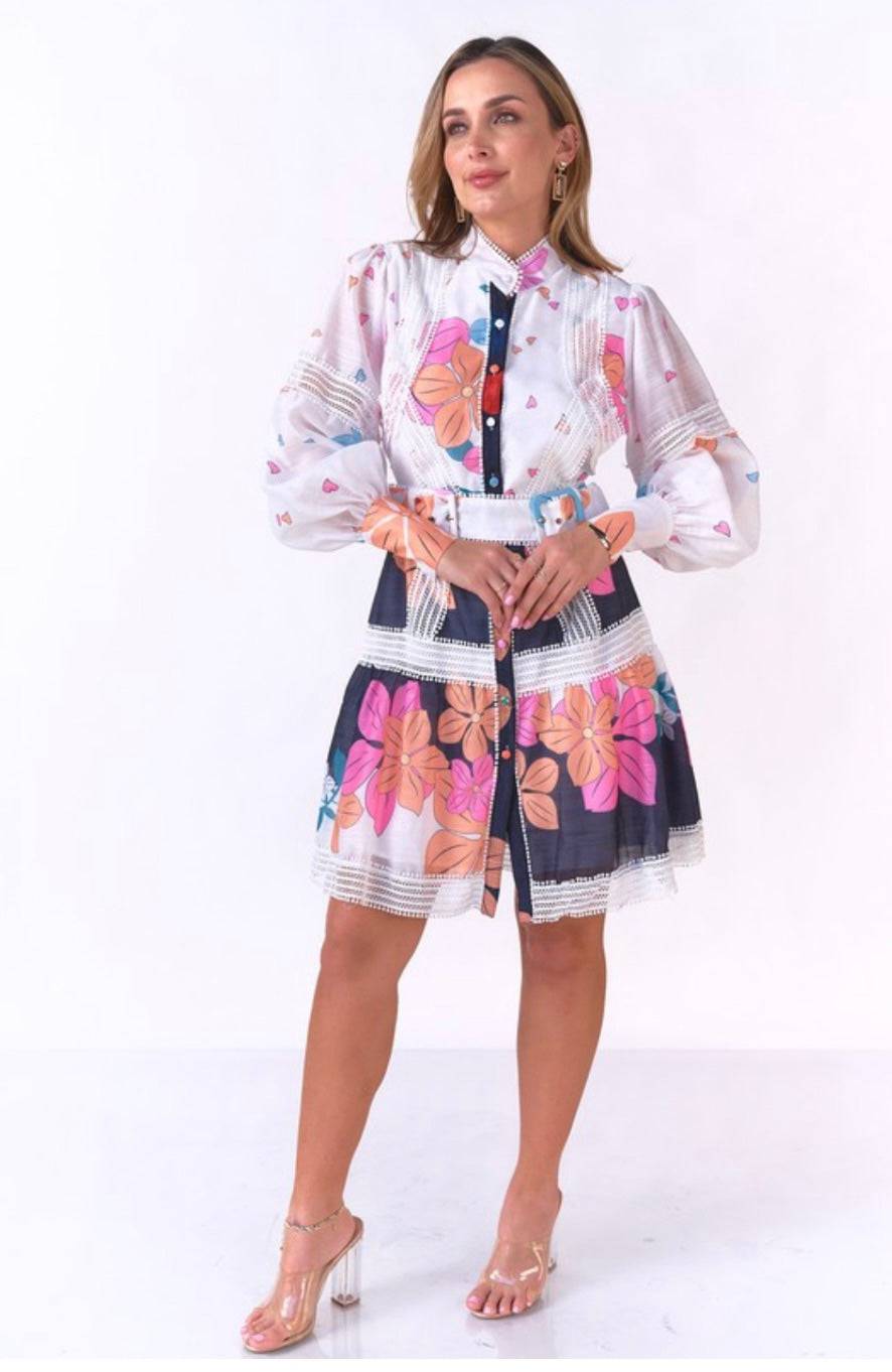 Bella Dress -Pink & Orange Flowers - Bella Boutique & Bellasbylola.com