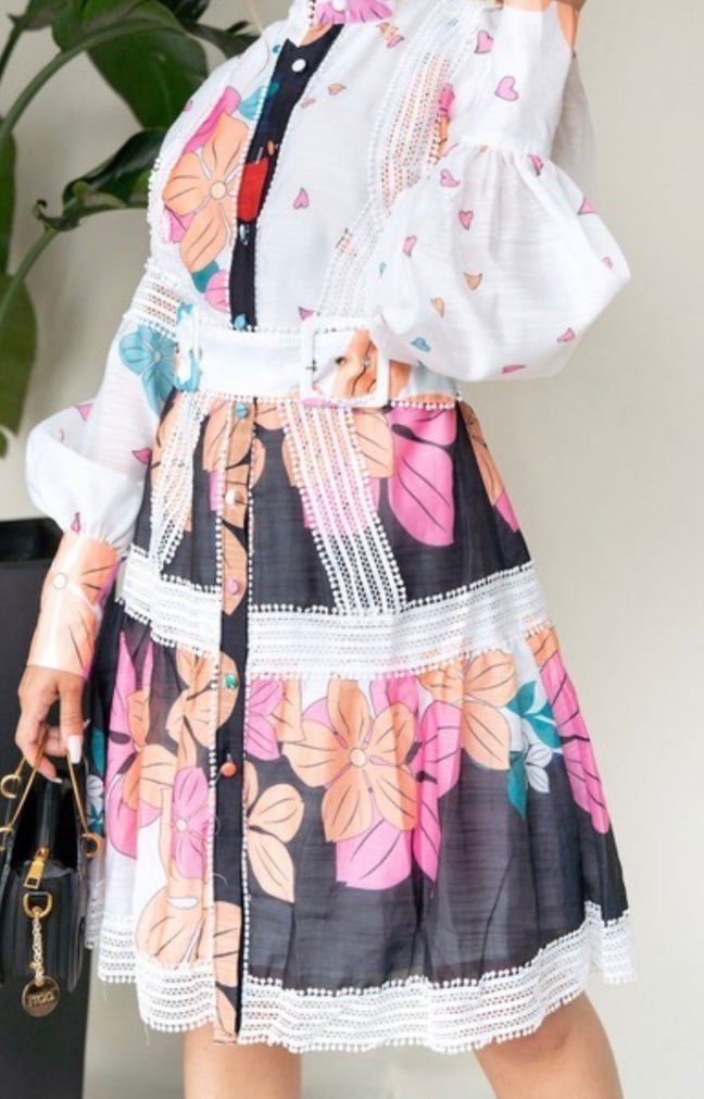 Bella Dress -Pink & Orange Flowers - Bella Boutique & Bellasbylola.com