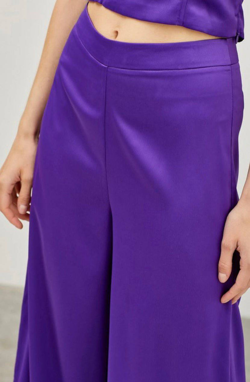 Satin Purple Wide Leg Pants - Bella Boutique & Bellasbylola.com