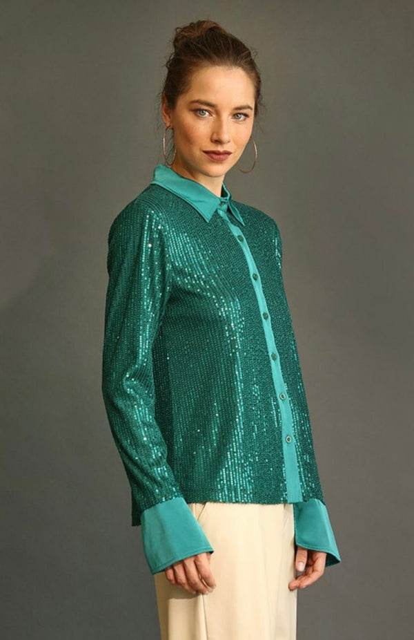 Emerald Sequin Top - Bella Boutique & Bellasbylola.com