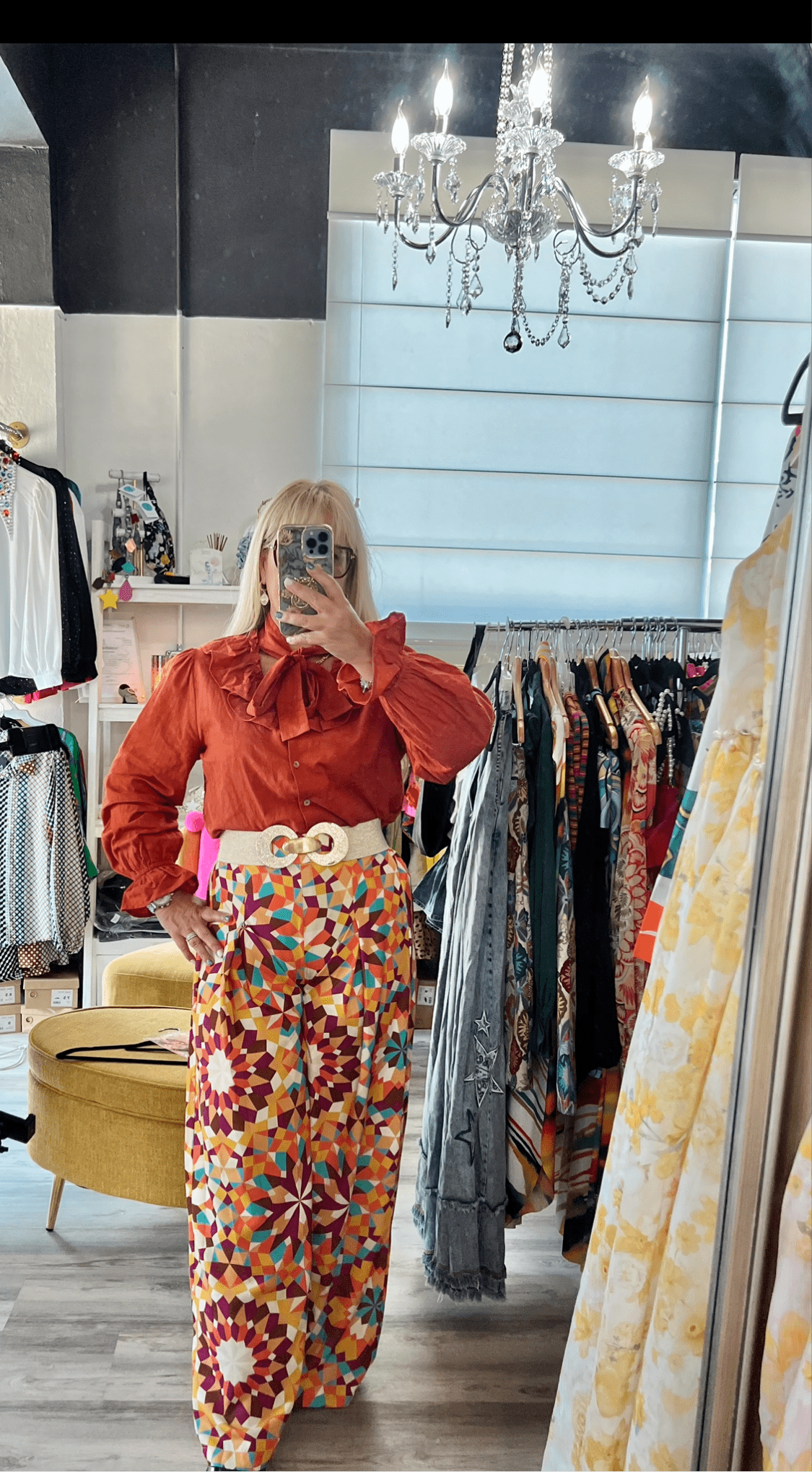 Luxury Berry Teal Rust Palazzo Pants - Elastic Waist, Wide Leg -100% Polyester - Sophisticated Style