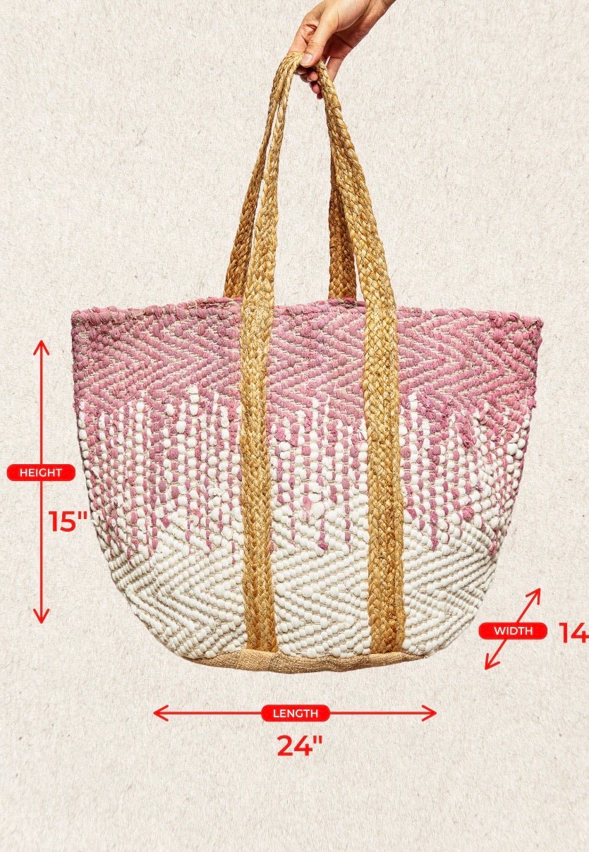 Big Pink Dotted Pattern Tote Bag - Bella Boutique & Bellasbylola.com