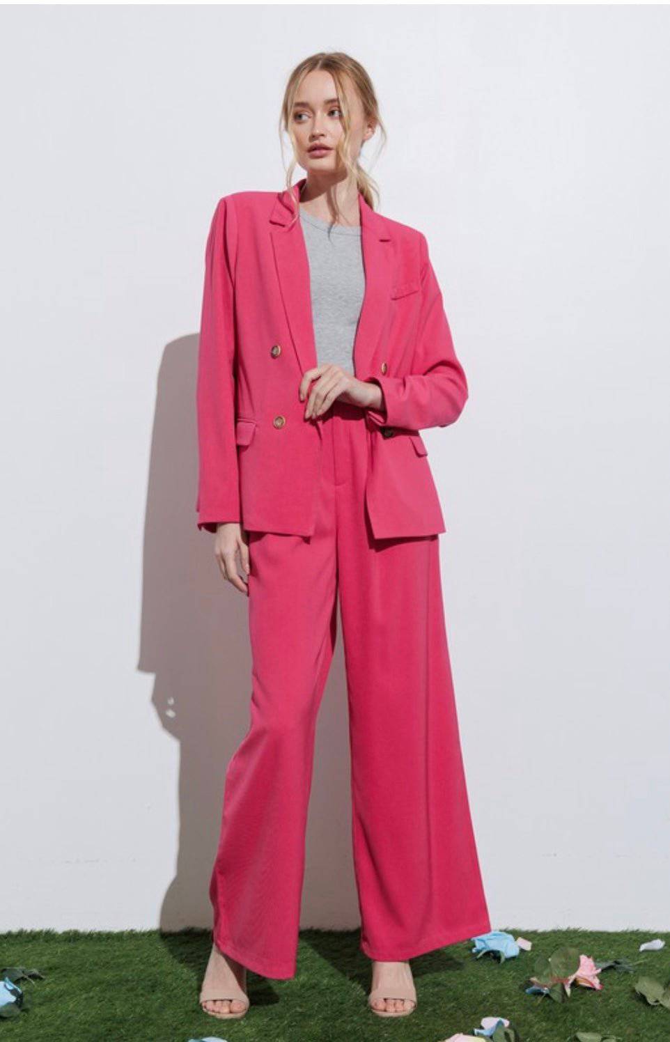 High Waisted Wide Leg Pants with Matching Blazer Set - True to Size - Bella Boutique & Bellasbylola.com