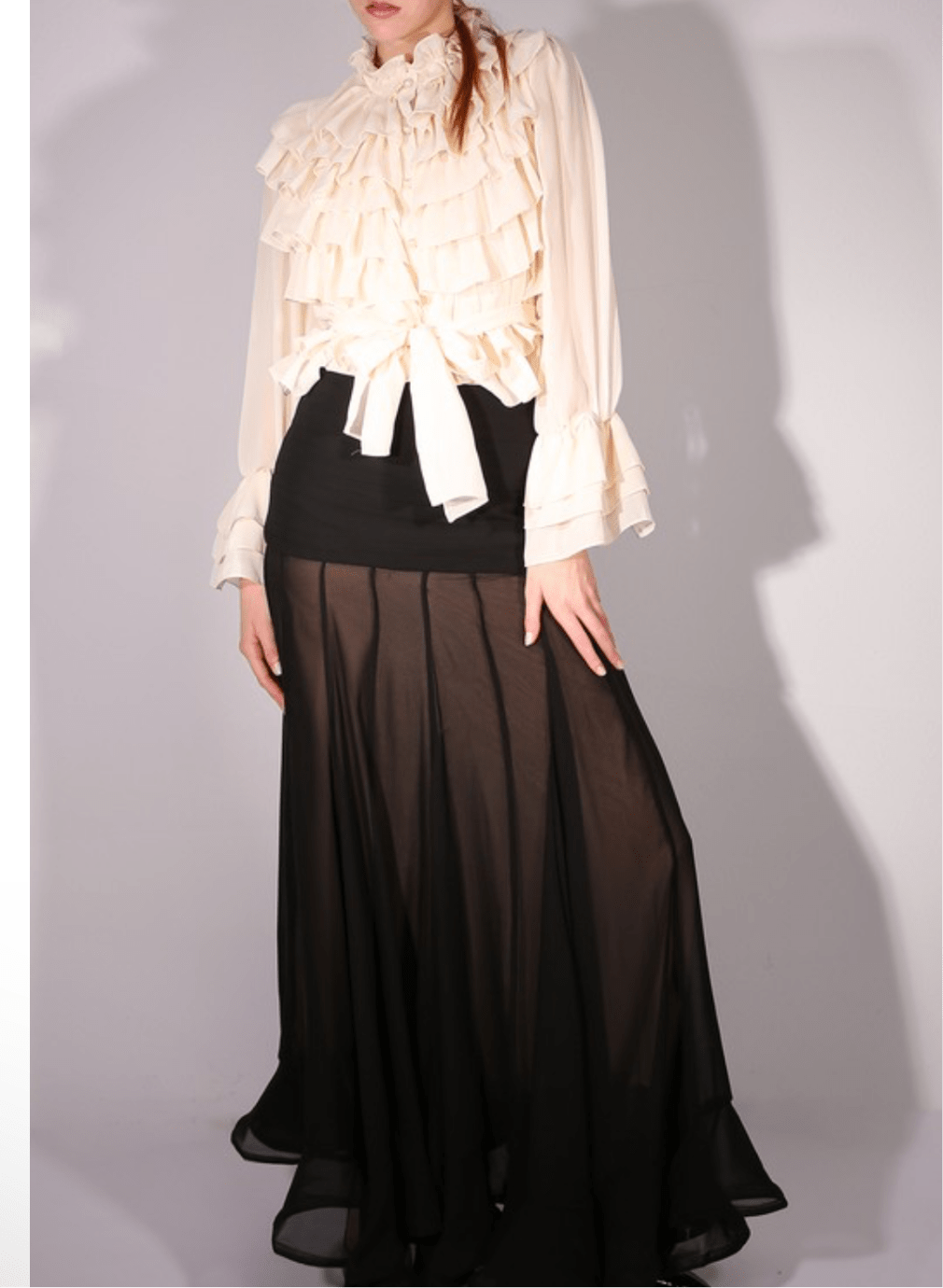 Boho Chic Ruffled Black Chiffon Blouse - Bella Boutique & Bellasbylola.com