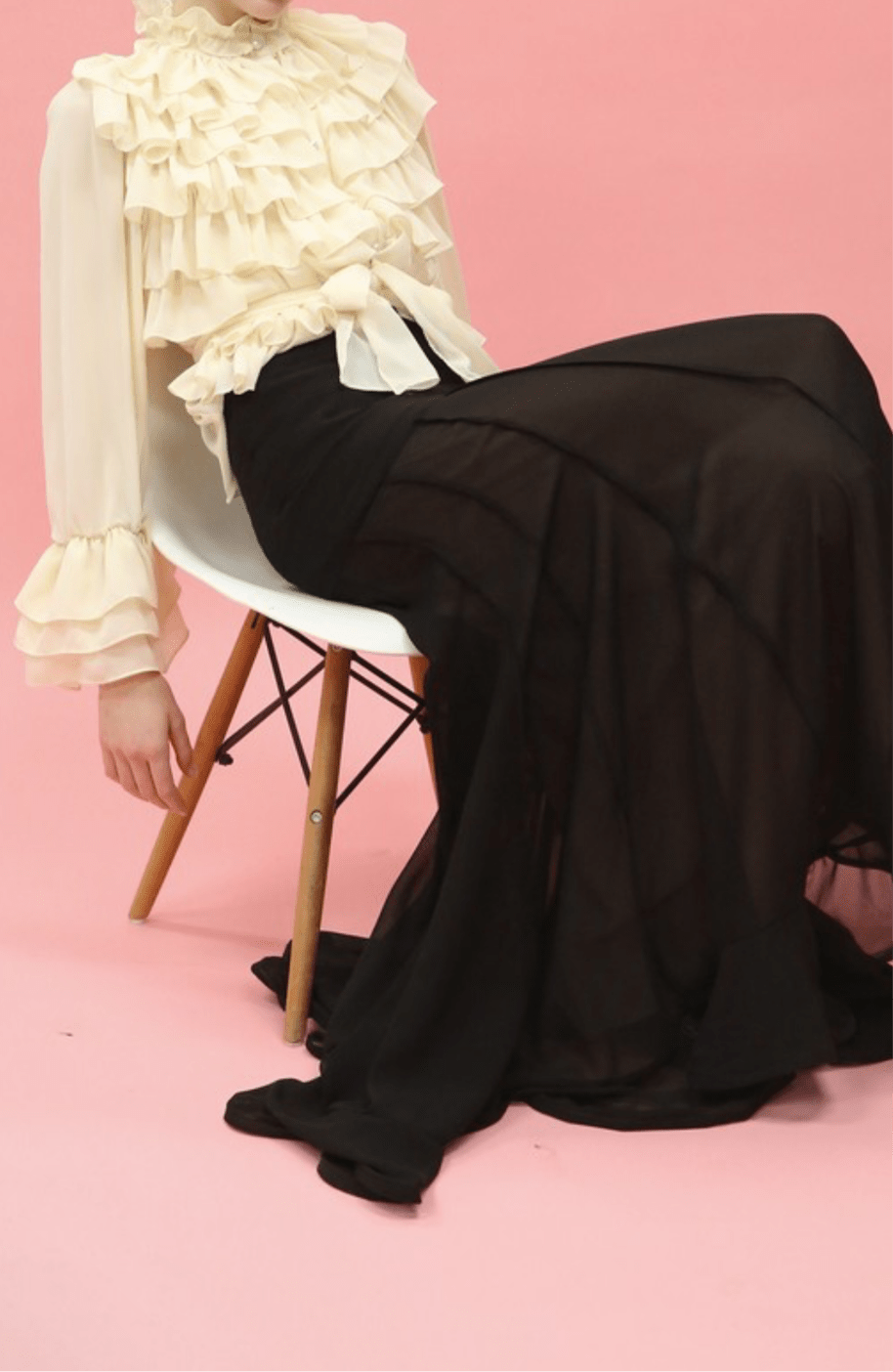 Boho Chic Ruffled Black Chiffon Blouse - Bella Boutique & Bellasbylola.com